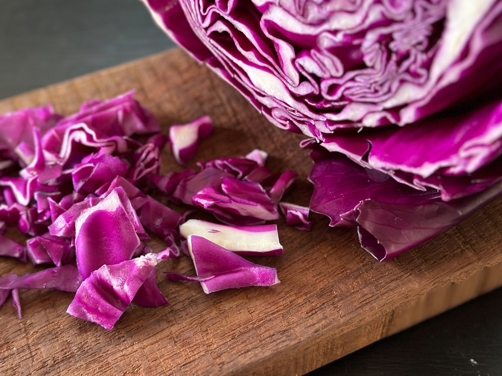 close up of chopped cabbage