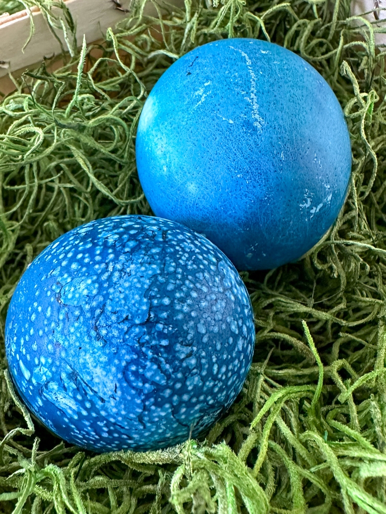 Easter eggs dyed with purple cabbage